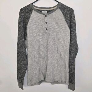 Lucky Brand Medium Gray Henley Raglan Long Sleeve Softest Knitwear Shirt (C48)